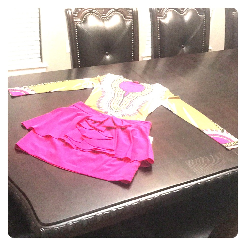 Skirt and long sleeve body suit